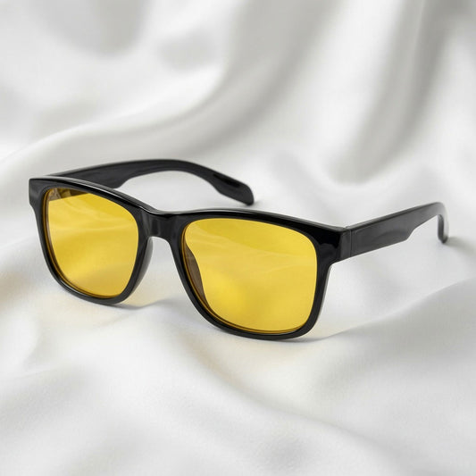 Specsnex x Crimson | Square Black TR90 Glossy Frame With Night Vision 100% UV Protected Lenses