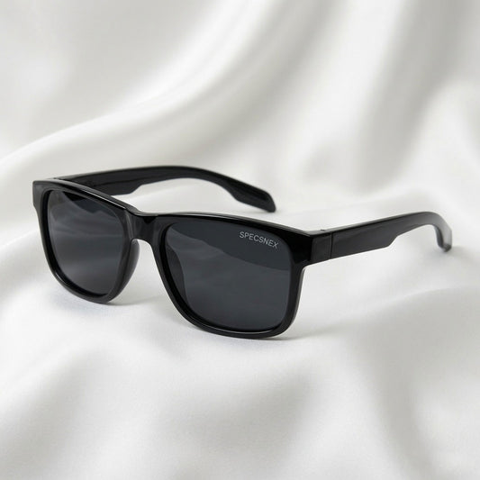 Specsnex x Crimson | Square Black TR90 Glossy Frame With Black 100% UV Protected Lenses