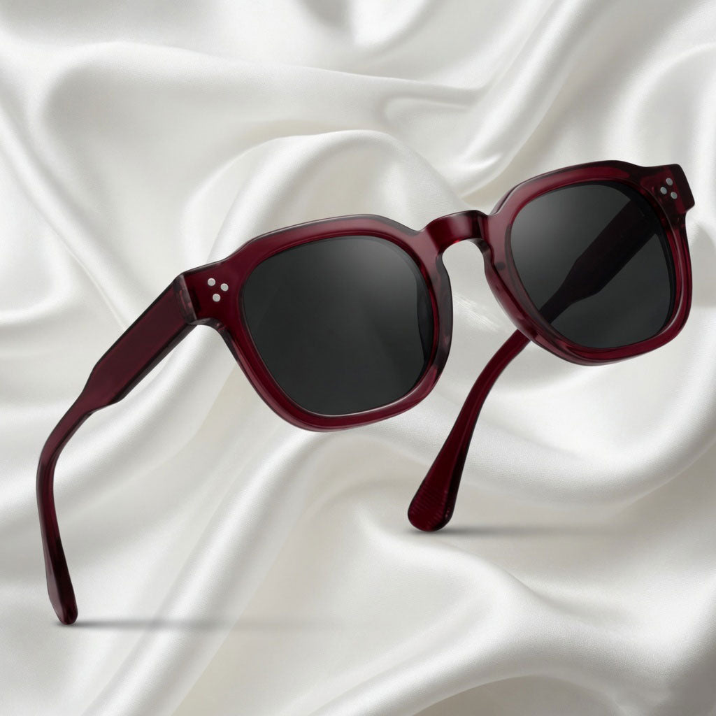 Specsnex x Robust | Glossy Round Sunglasses | Dark Maroon TR90 Frame | 100% UV Protection