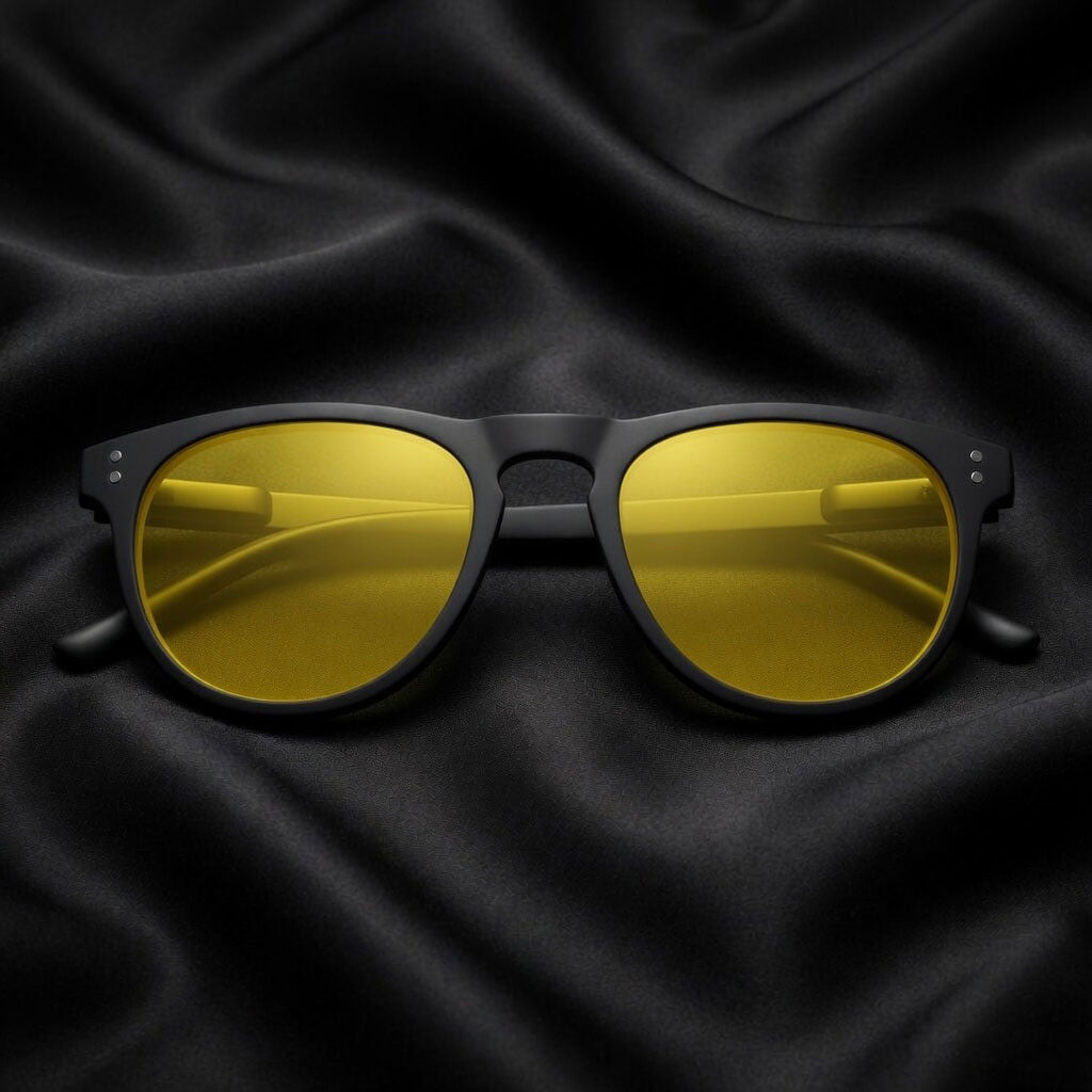 Specsnex x OSLO | Black Frame, Night Vision Lens | Rubber Coated Round TR90 Frames With 100% UV Protected Night Driving Lenses