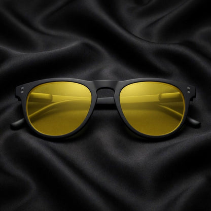 Specsnex x OSLO | Black Frame, Night Vision Lens | Rubber Coated Round TR90 Frames With 100% UV Protected Night Driving Lenses