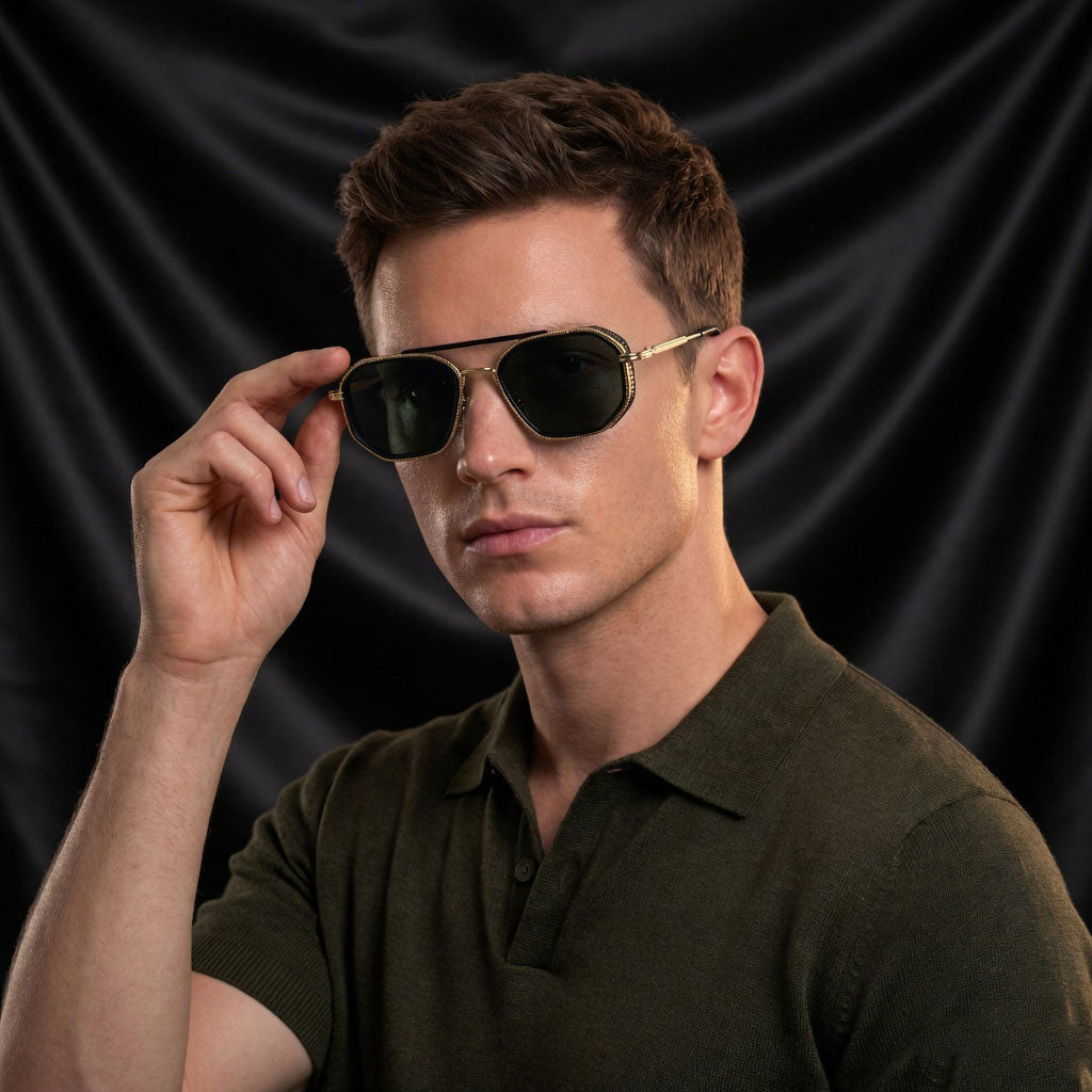 Specsnex x KING | Metal Gold Square Frame WIth 100% UV Protected Lenses