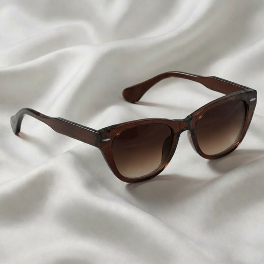 Specsnex x Lumina | Cat Eyed Dark Brown Translucent Glossy Tr90 Frame With Brown 100% UV Protected Lenses
