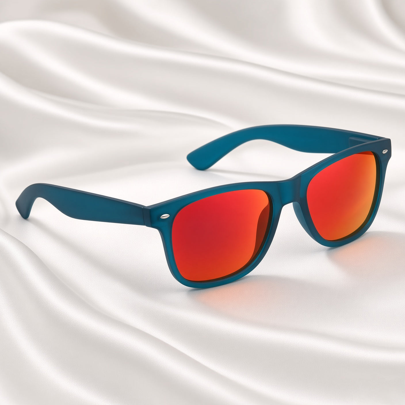 Specsnex x Legacy | Square Sunglasses | Teal Blue Rubber Coated TR90 Frame | Red Mirror 100% UV Lenses