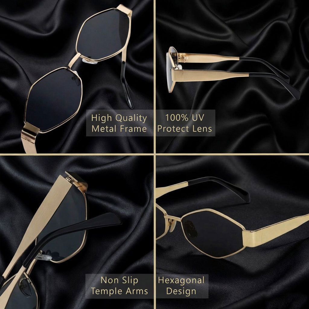 THE HEXA | Metal Hexagonal frame With 100% UV Protected Lenses