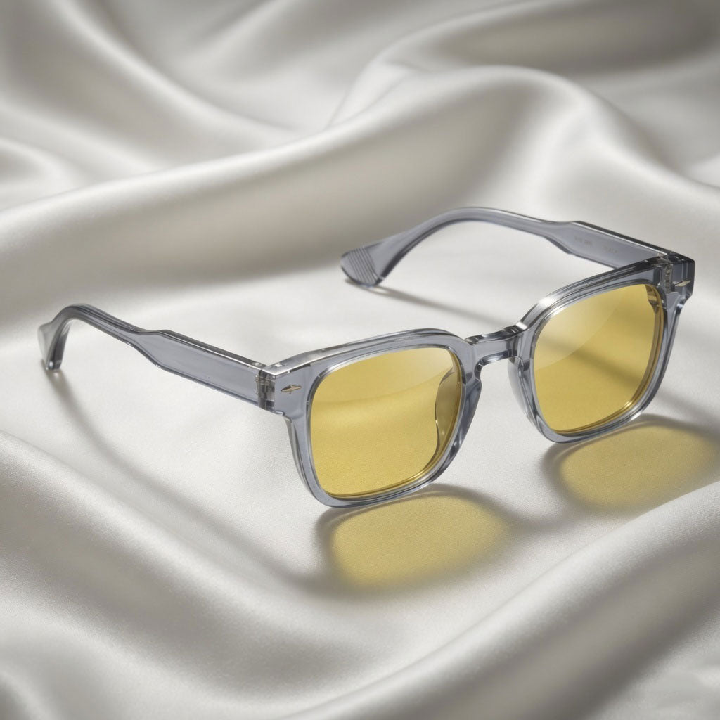 Specsnex x THICKER | Grey Frame Night Vision Lenses | Glossy Square TR90 Frame With 100% UV Protected  Lenses