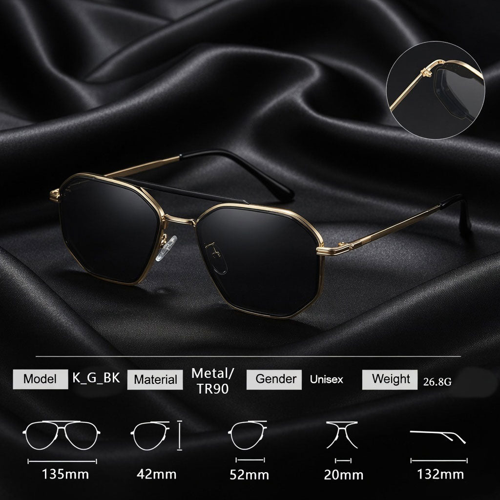 Specsnex x KING | Metal Gold Square Frame WIth 100% UV Protected Lenses