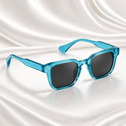 Specsnex x Thicker | Glossy Square Sunglasses | Turquoise Translucent TR90 Frame | 100% UV Protection