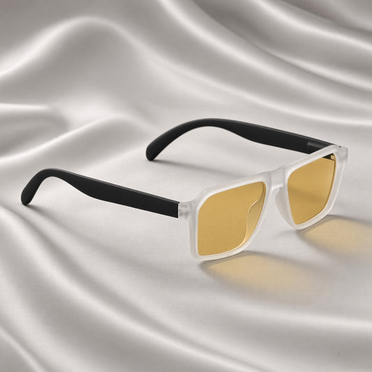 Specsnex x Vinto | Rectangle Sunglasses | Gray Rubber Coated TR90 Frame | Night Vision 100% UV Lenses