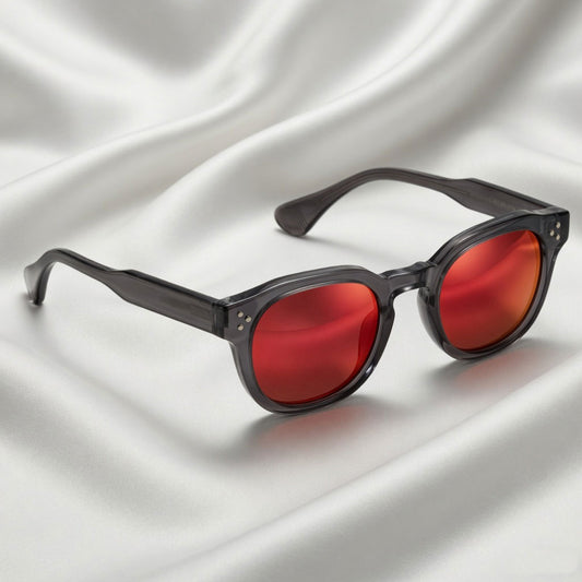 Specsnex x ROBUST | Dark Grey Frame, Red Mirror Lenses | Glossy  Round TR90 Frame With 100% UV Protected Lenses