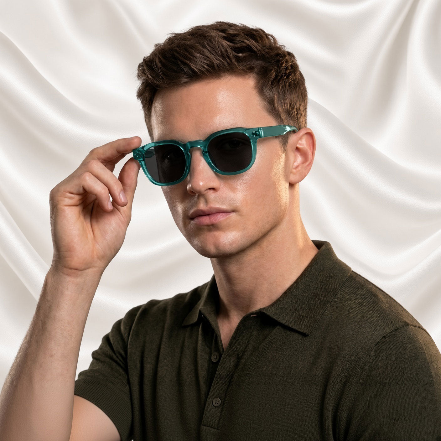 Specsnex x Robust | Glossy Round Sunglasses |Turquoise Translucent TR90 Frame | 100% UV Protection
