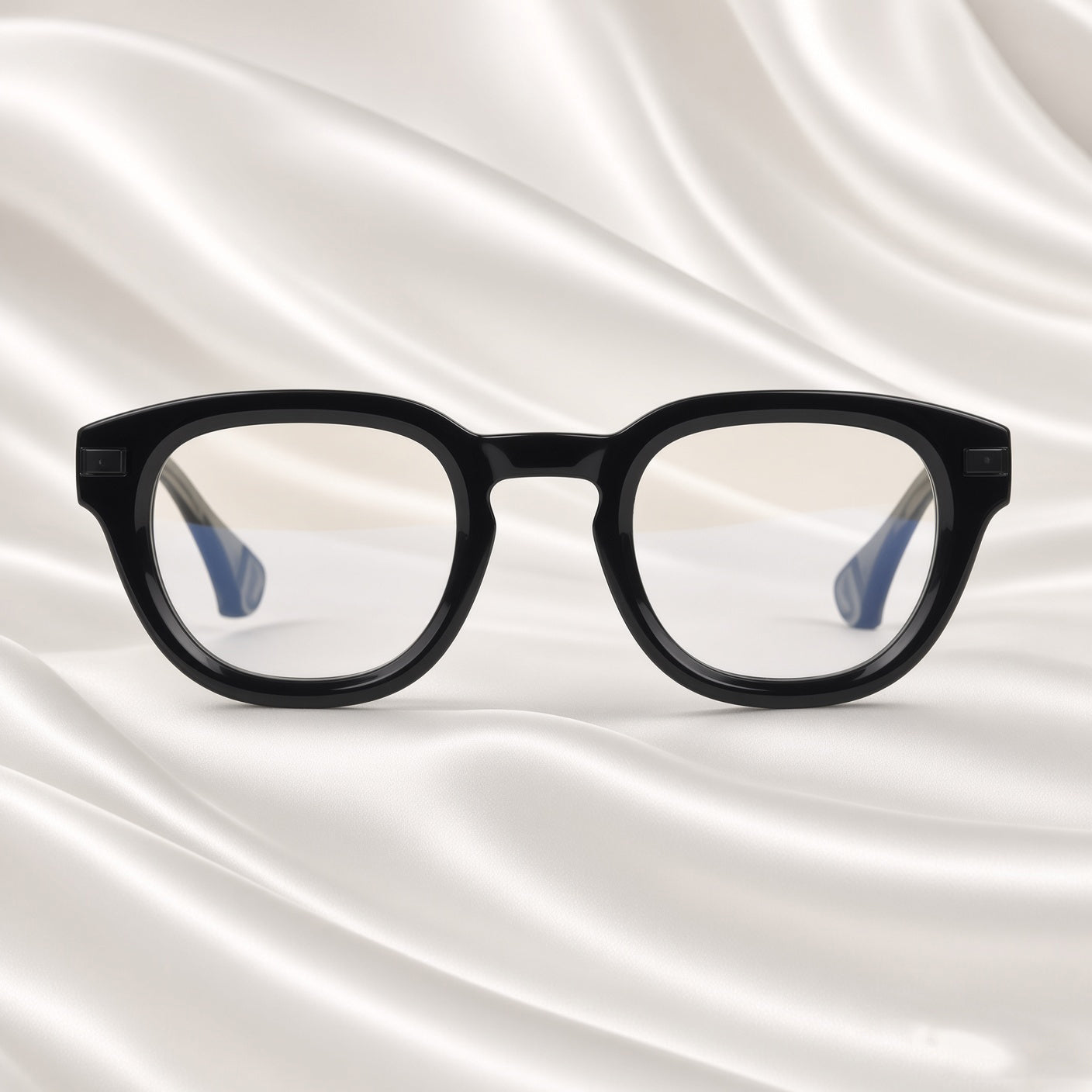 Specsnex x NOVA| Glossy Round Glasses | BLACK TR90 Frame | Clear 100% UV Lenses