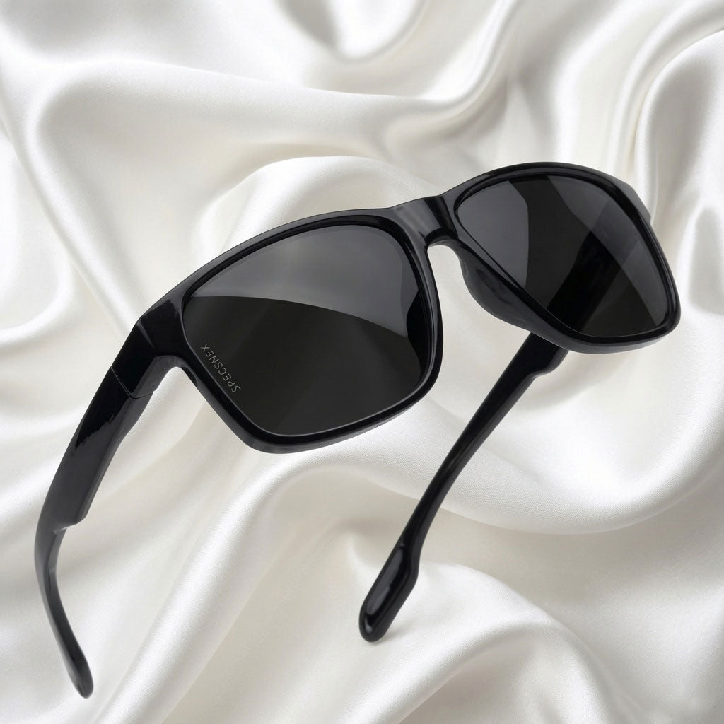 Specsnex x Crimson | Square Black TR90 Glossy Frame With Black 100% UV Protected Lenses