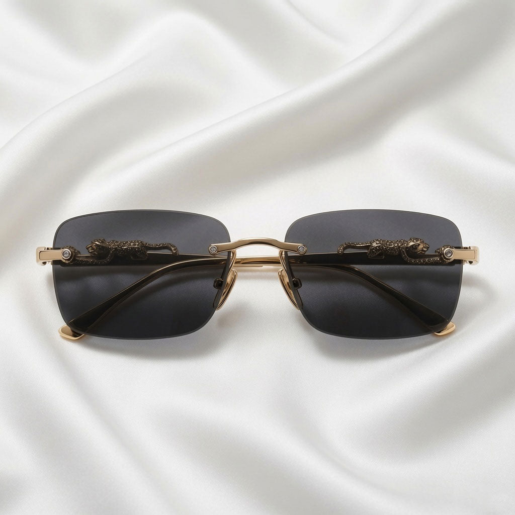 Specsnex X VERTEX | Rimless Metal Frame Black Lenses | 100% UV Protected Sunglasses