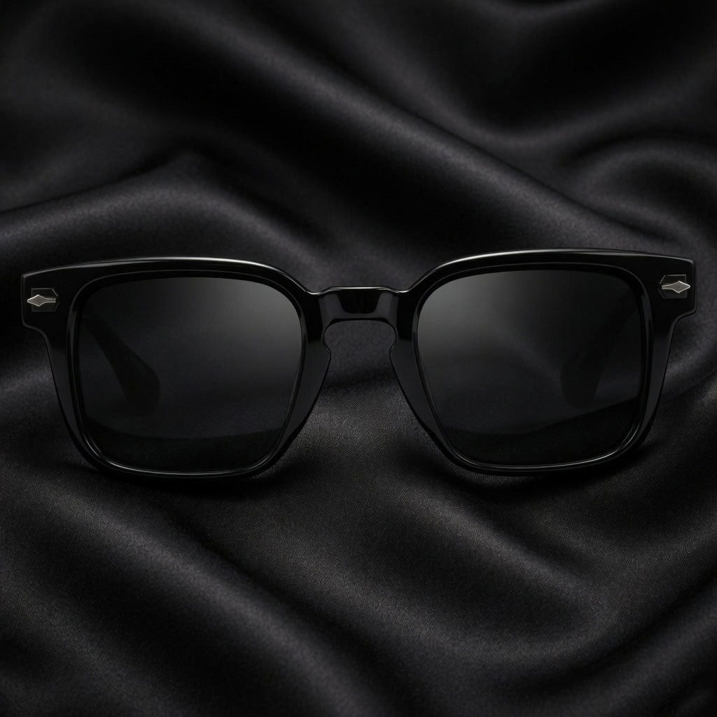Specsnex x THICKER | Full Black Square TR90 Glossy Frame With 100% UV Protected Lenses