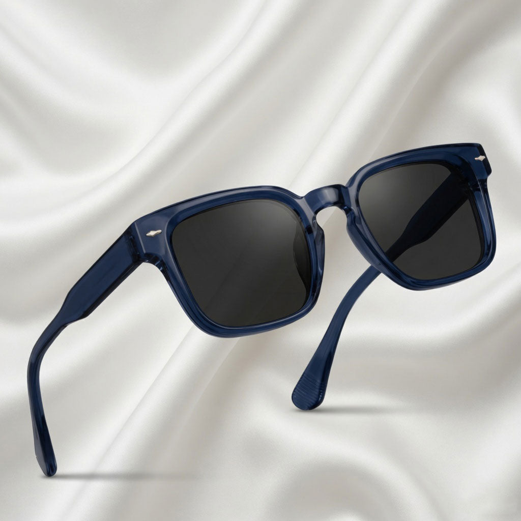 Specsnex x Thicker | Glossy Square Sunglasses | Navy Blue TR90 Frame | 100% UV Protection