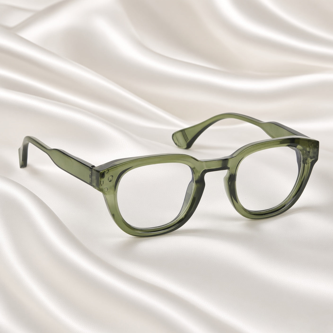 Specsnex x NOVA| Glossy Round Glasses | OLIVE TR90 Frame | Clear 100% UV Lenses