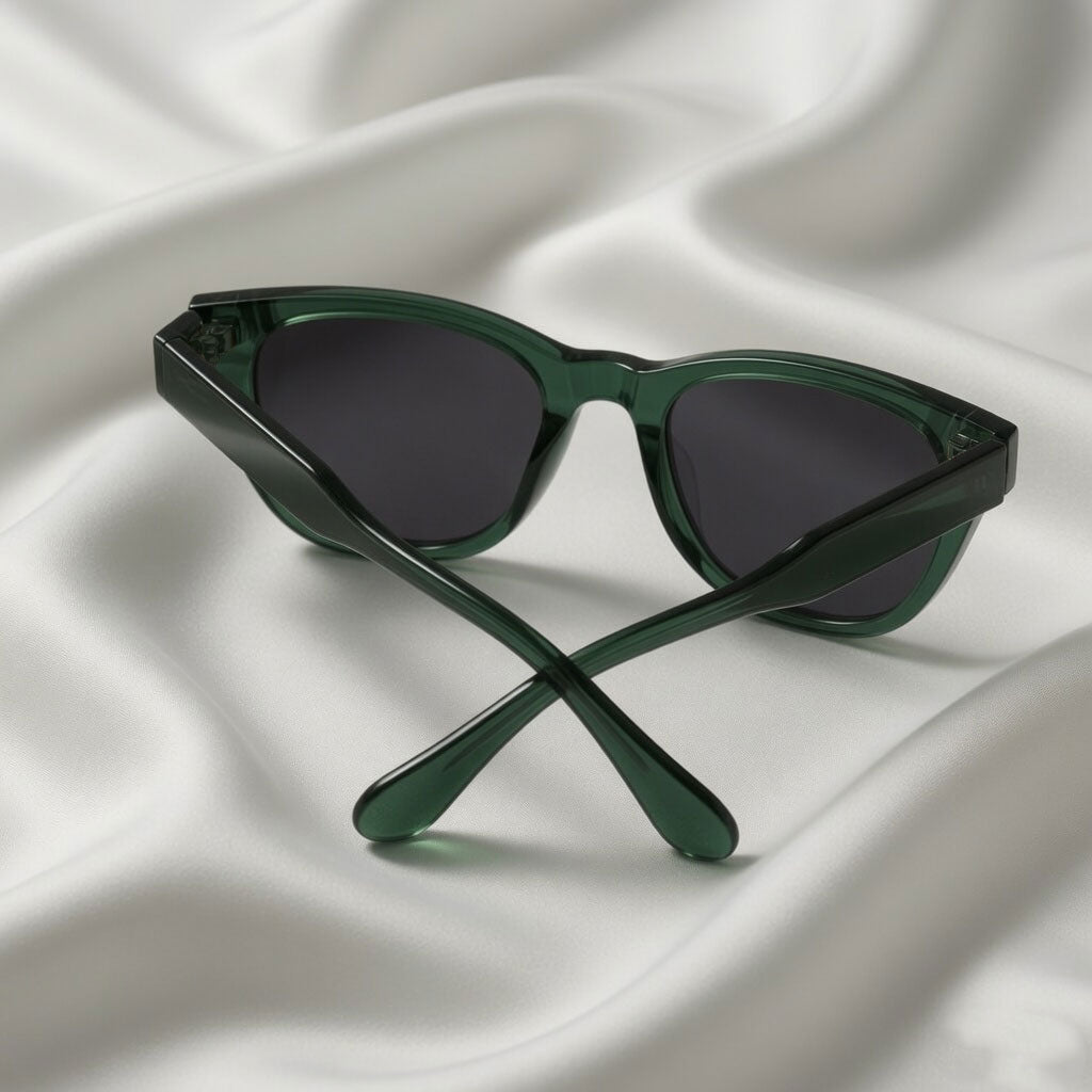 Specsnex x Lumina | Cat Eyed Dark Green Translucent Glossy Tr90 Frame With Brown 100% UV Protected Lenses