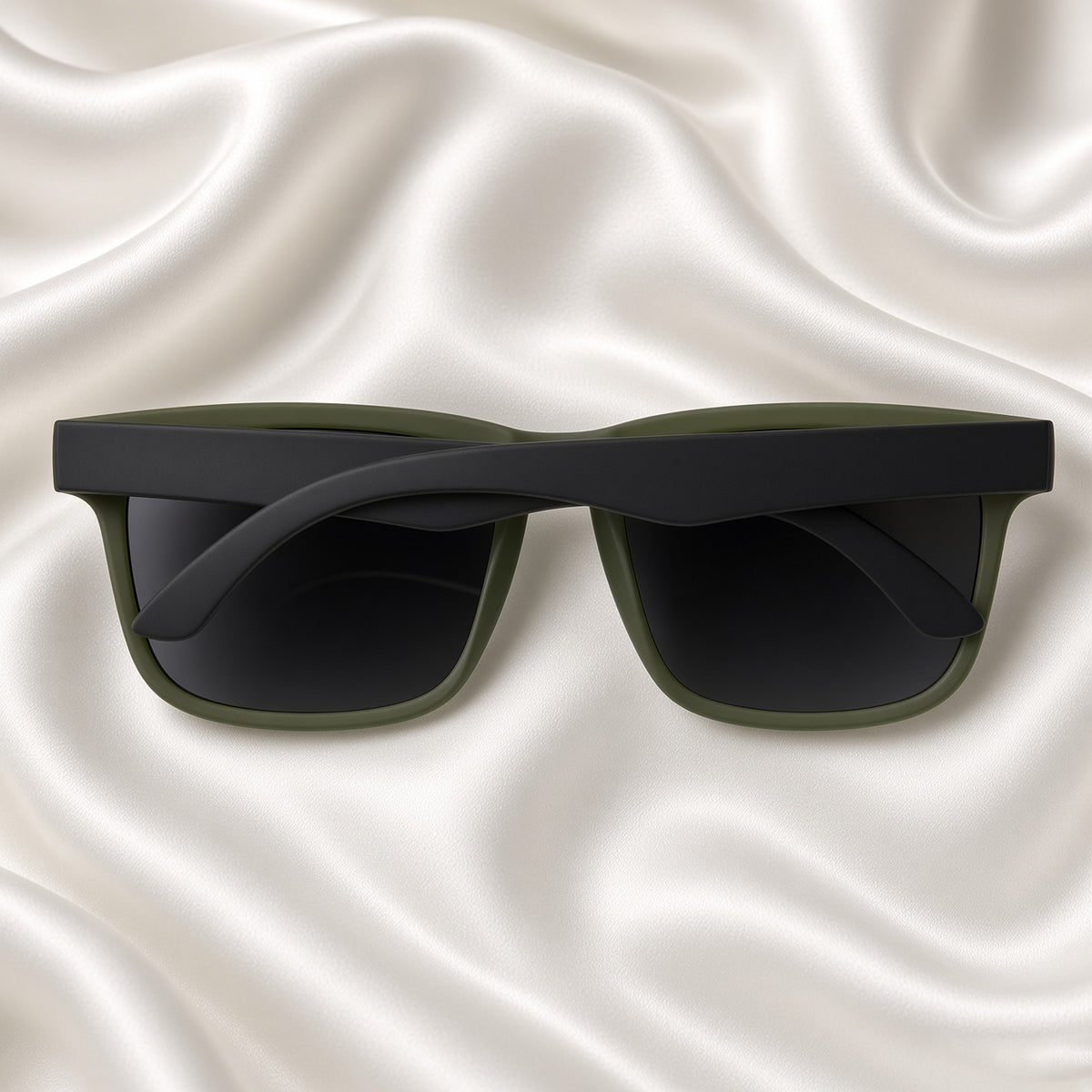 Specsnex x CP | Rubber Finish Square Sunglasses | Dark Olive TR90 Frame | 100% UV Protection
