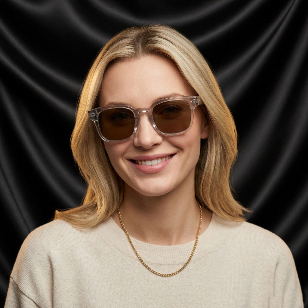 Specsnex x THICKER | Pink Frame WIth Borwn Lenses | Glossy Square TR90 Frame With 100% UV Protected Lenses