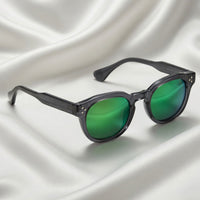Specsnex x ROBUST | Dark Grey Frame, Green Mirror Lenses | Glossy Round TR90 Frame With 100% UV Protected Lenses
