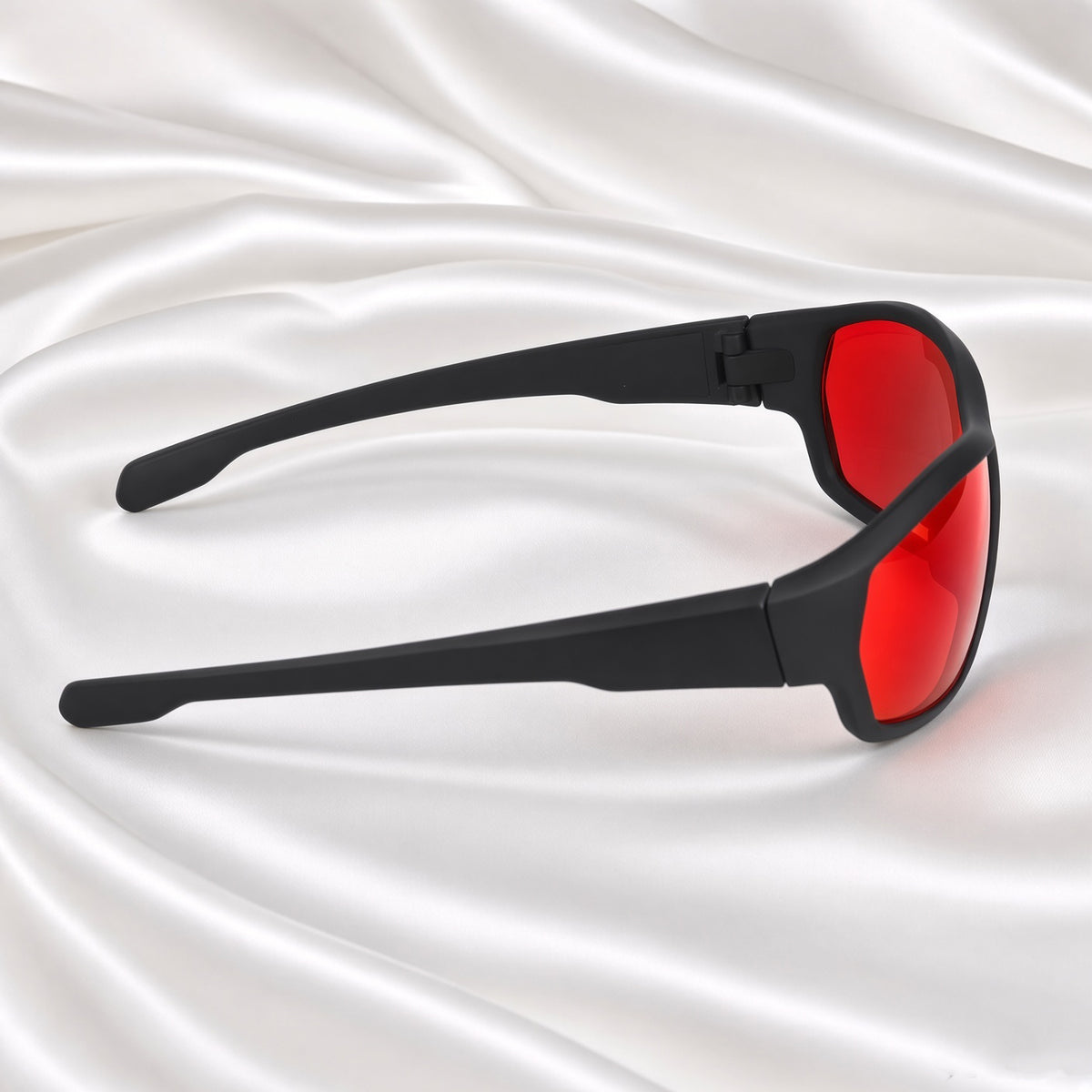 Specsnex x CHASING | Wrap Around Sports Sunglasses | Black Rubber Coated TR90 Frame | Red Mirror 100% UV Lenses