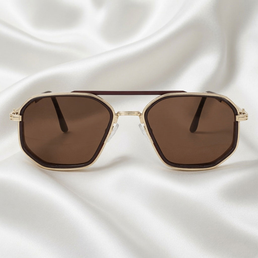 Specsnex x KING | Gold Metal Frame and Brown lens | 100% UV Protected Lenses