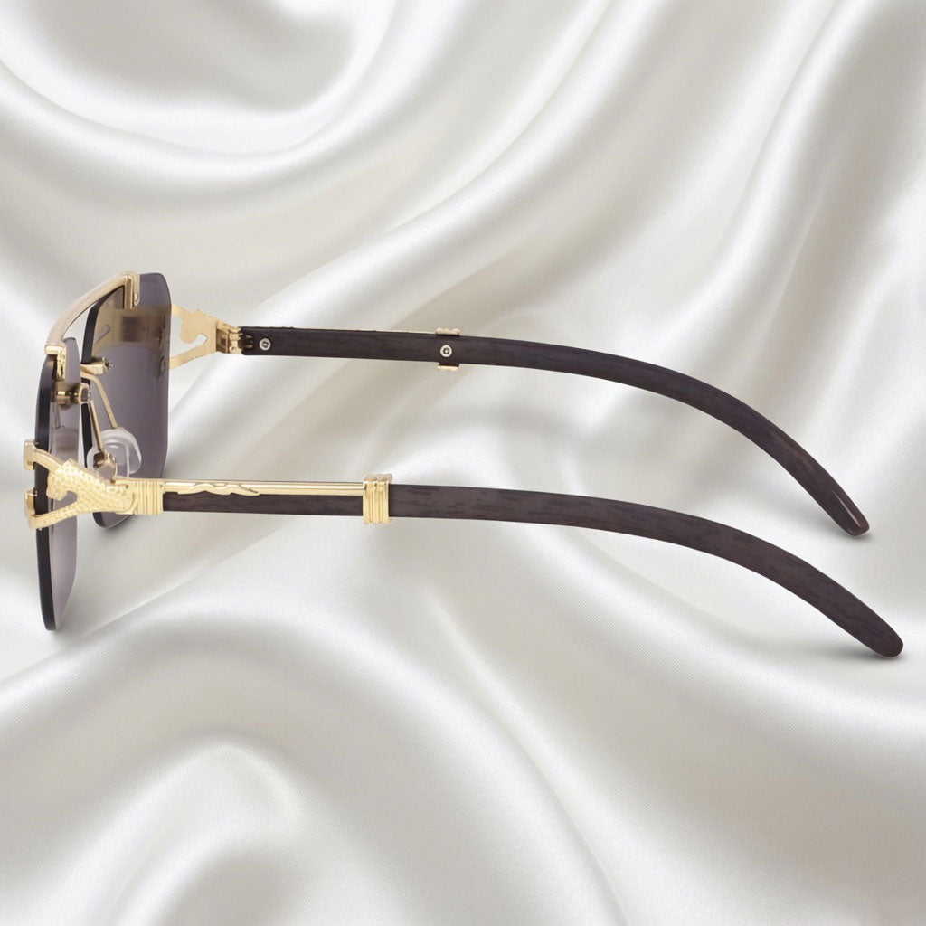 Specsnex x ECLIPSE | Rimless Square Black And Gold Frames And 100% UV Protected Black Lenses