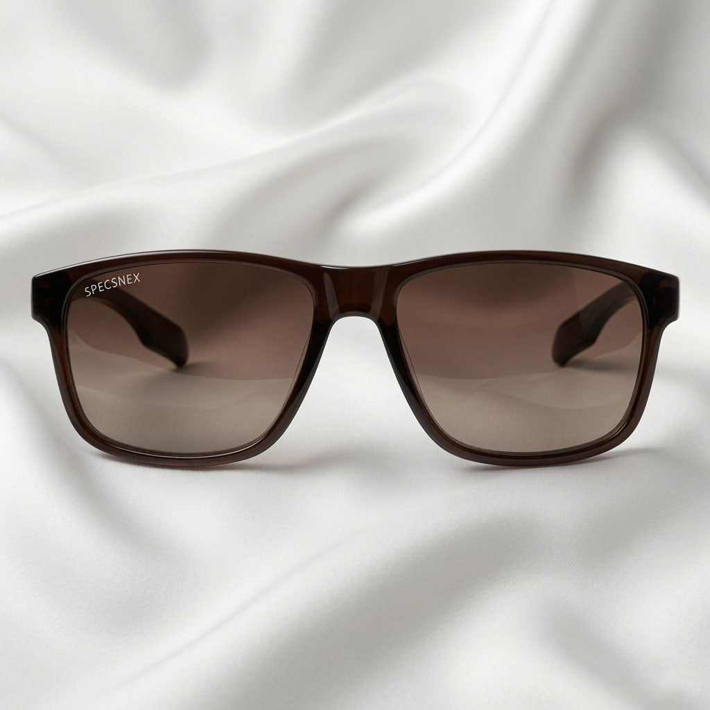Specsnex x Crimson | Square Brown TR90 Glossy Frame With Brown 100% UV Protected Lenses