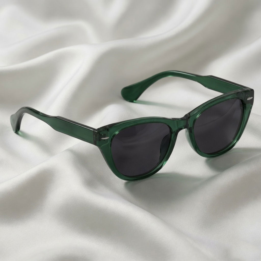 Specsnex x Lumina | Cat Eyed Dark Green Translucent Glossy Tr90 Frame With Brown 100% UV Protected Lenses