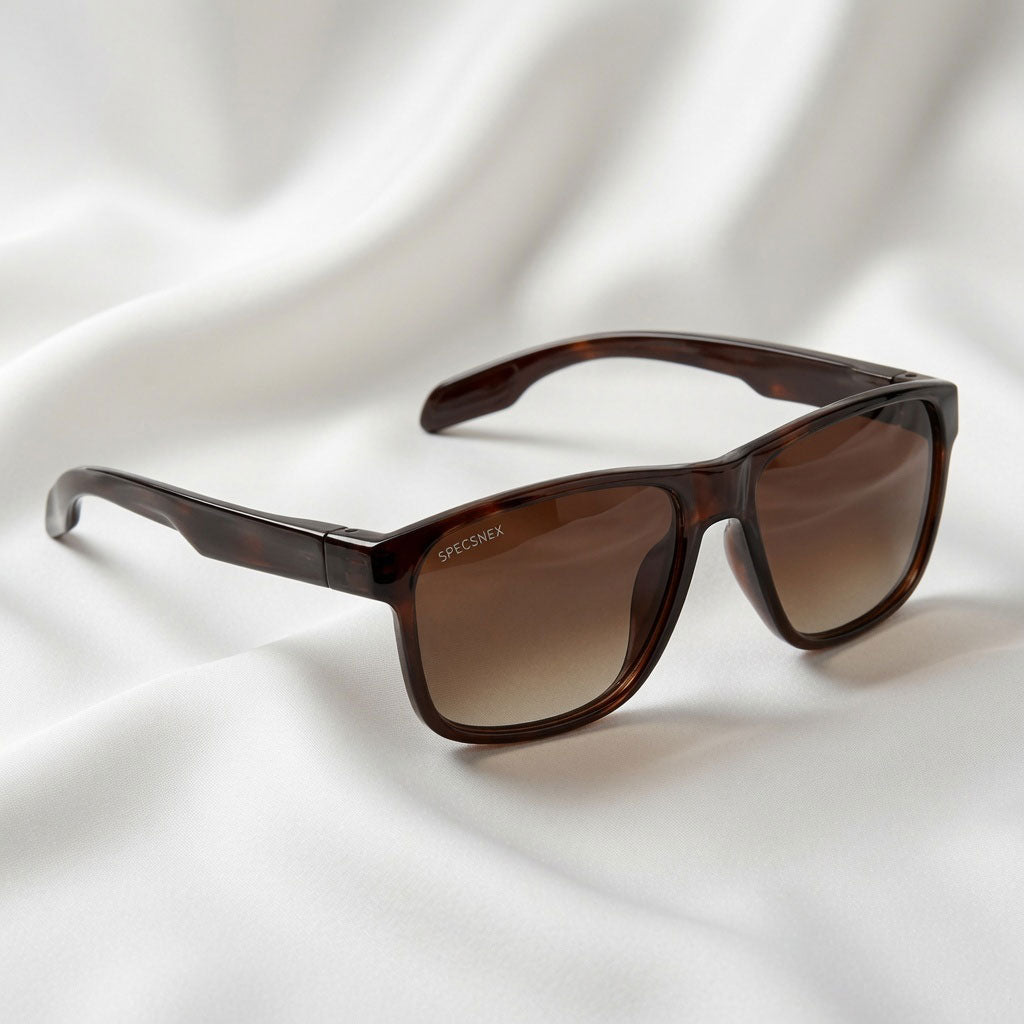 Specsnex x Crimson | Square Brown TR90 Glossy Frame With Brown 100% UV Protected Lenses