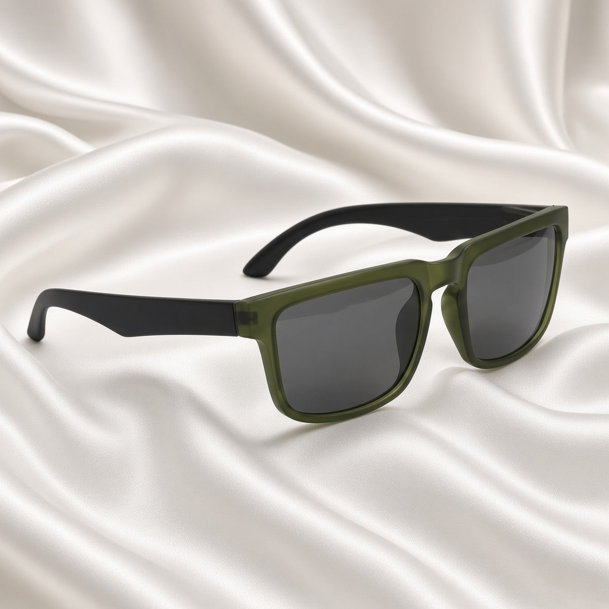 Specsnex x CP | Rubber Finish Square Sunglasses | Dark Olive TR90 Frame | 100% UV Protection