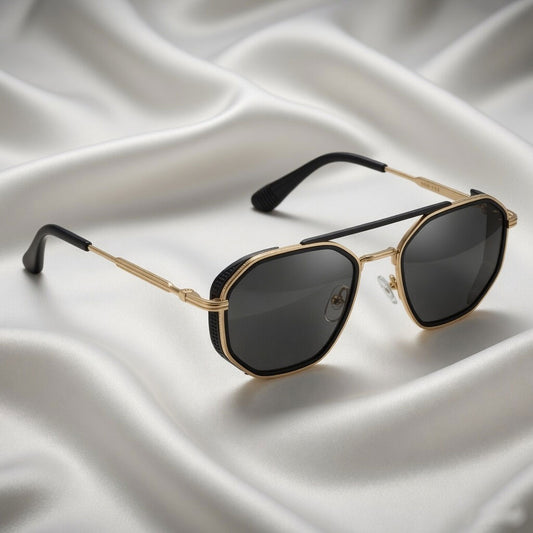 Specsnex x KING | Metal Gold Square Frame WIth 100% UV Protected Lenses