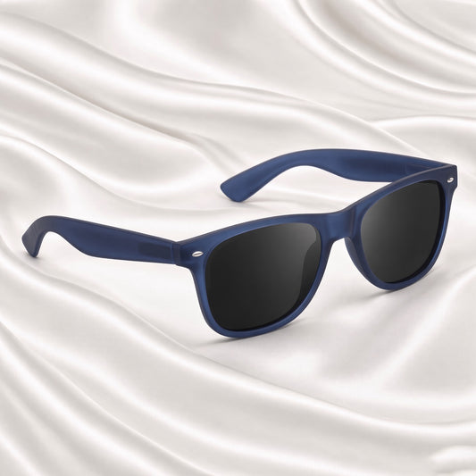 Specsnex x Legacy | Square Sunglasses | Translucent Navy Blue Rubber Coated TR90 Frame | 100% UV Protection