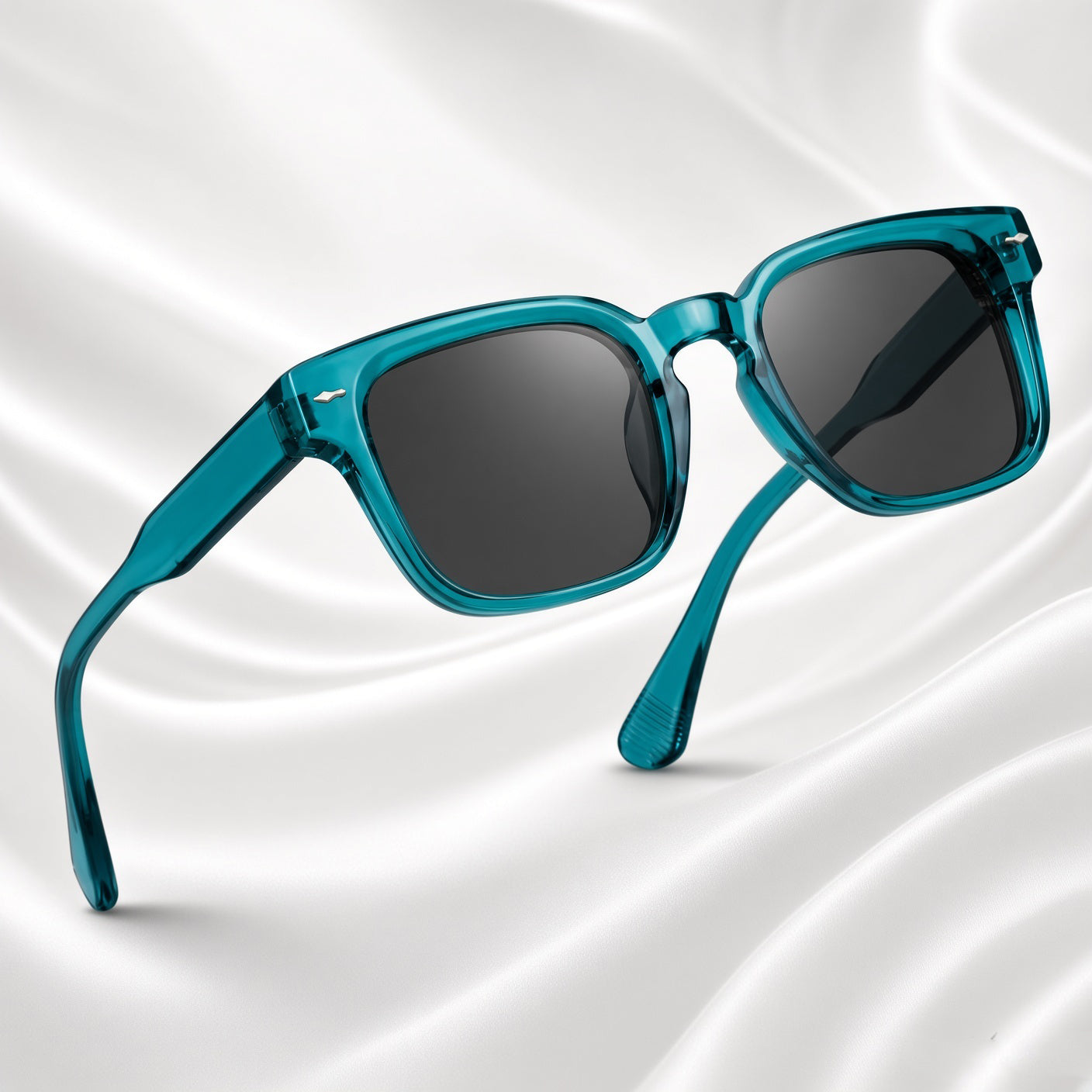 Specsnex x Thicker | Glossy Square Sunglasses | Turquoise Translucent TR90 Frame | 100% UV Protection