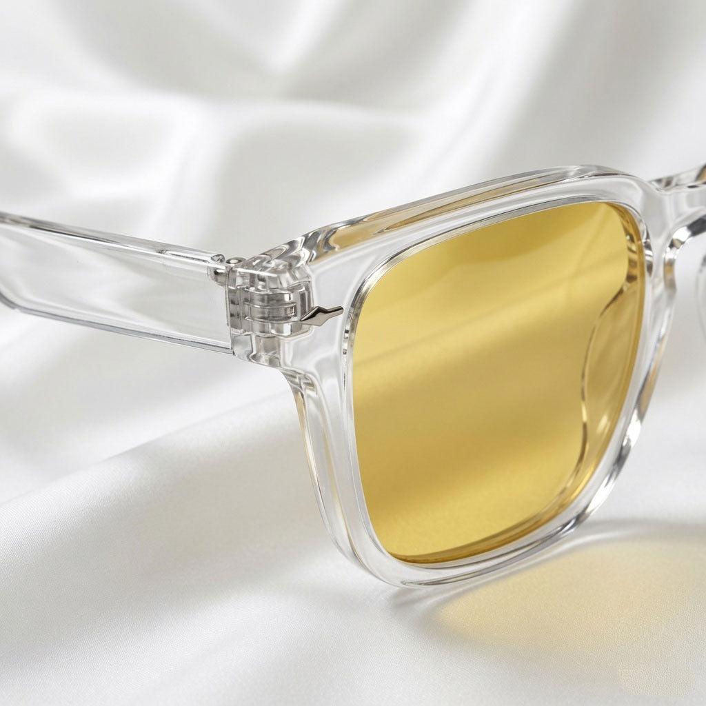 Specsnex x Thicker | Glossy Square Sunglasses | Clear TR90 Frame | Night Vision 100% UV Lenses