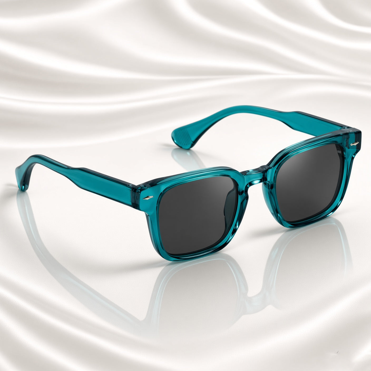Specsnex x Thicker | Glossy Square Sunglasses | Turquoise Translucent TR90 Frame | 100% UV Protection