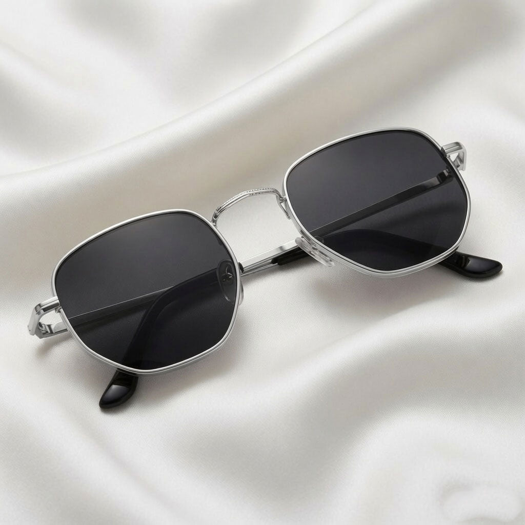 Specsnex x Orbit | Silver Metal Round Frame WIth Black 100% UV Protected Lenses