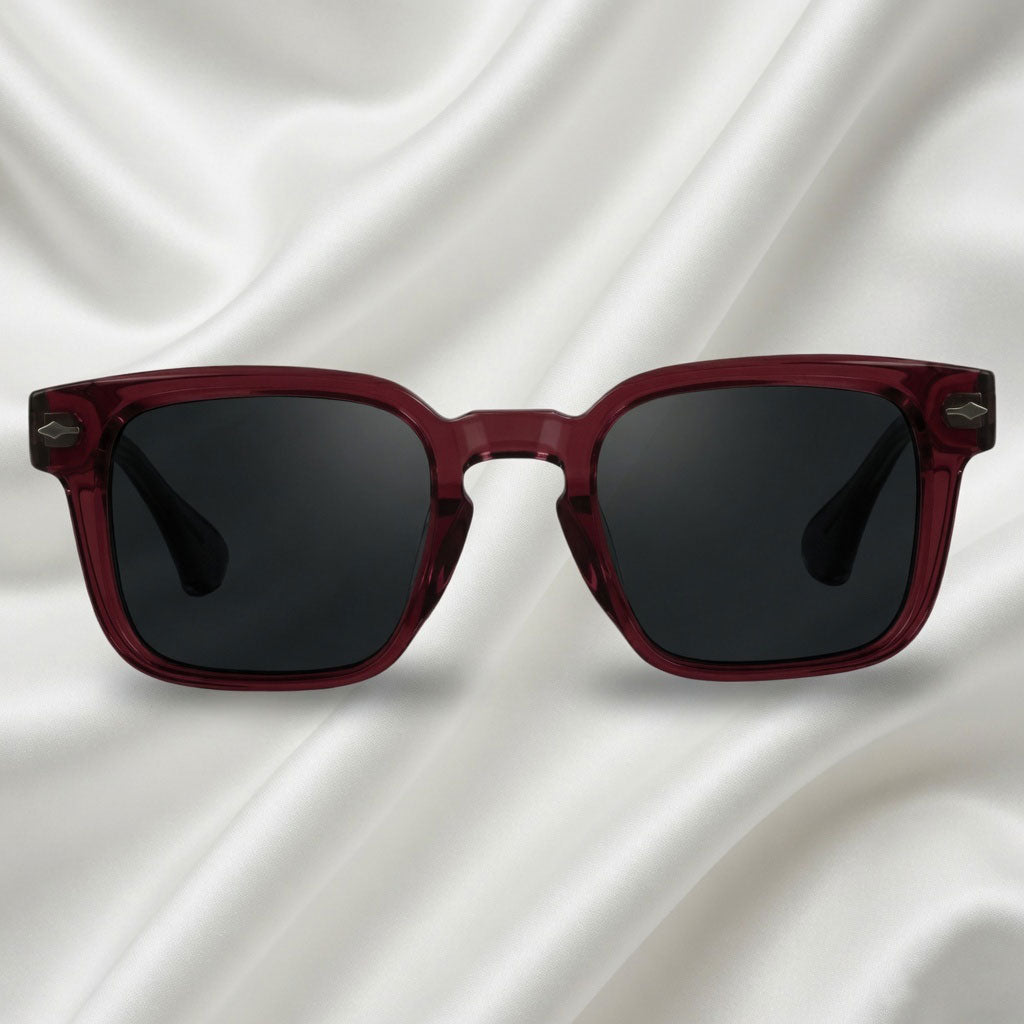 Specsnex x Thicker | Glossy Square Sunglasses | Dark Maroon TR90 Frame | 100% UV Protection