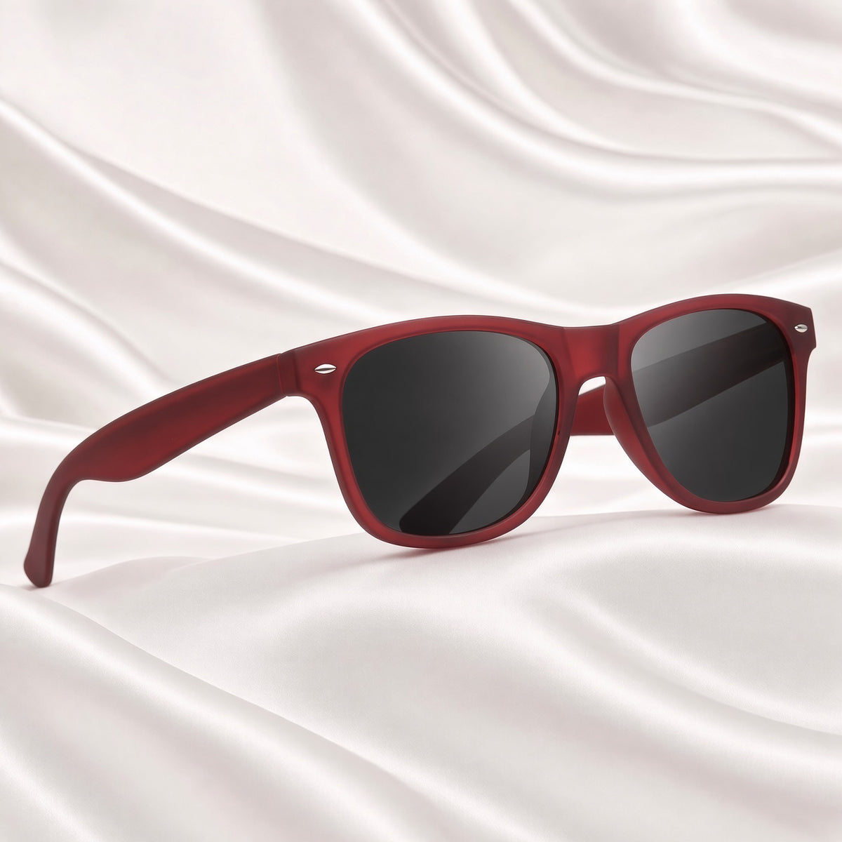 Specsnex x Legacy | Square Sunglasses | Translucent Maroon Rubber Coated TR90 Frame | 100% UV Protection