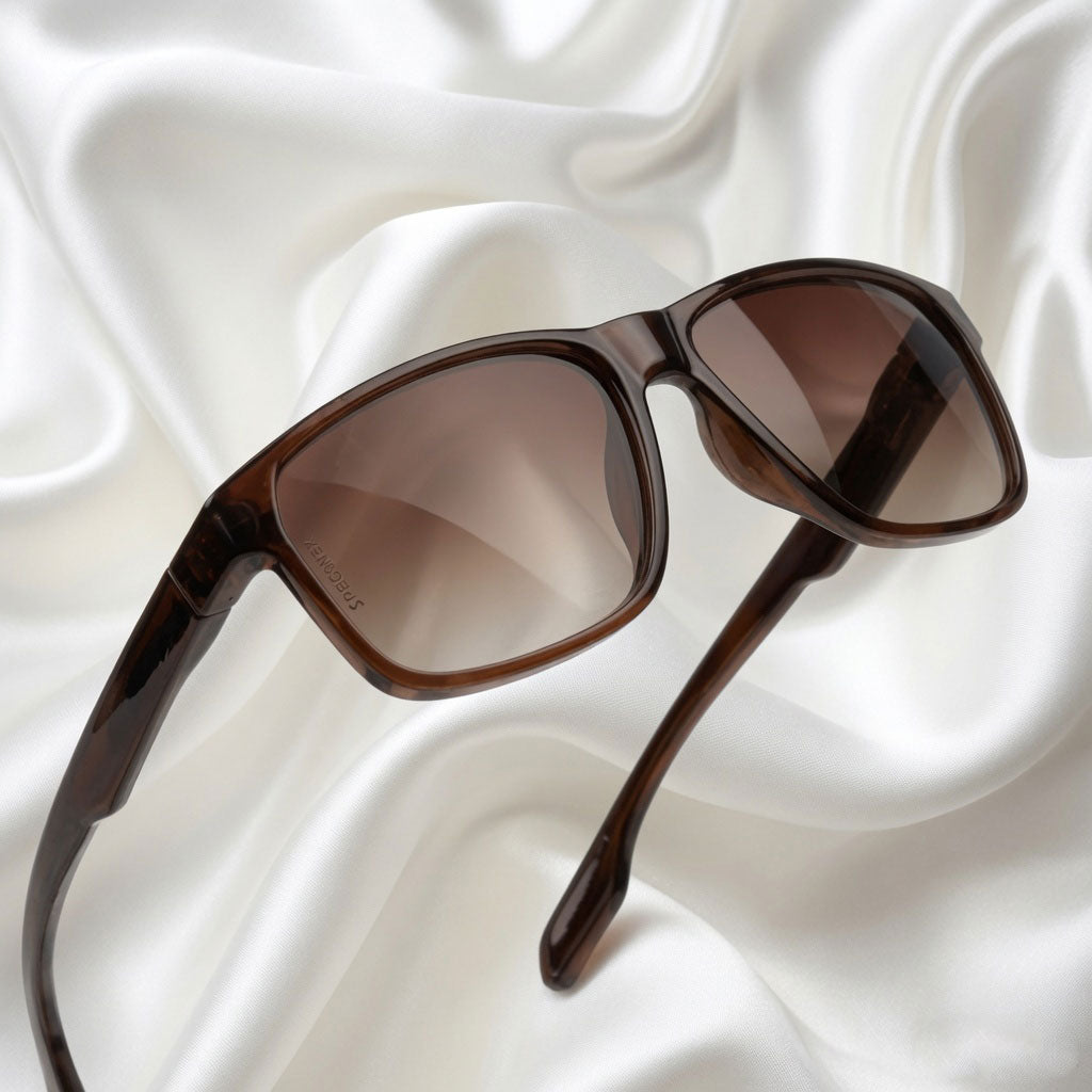Specsnex x Crimson | Square Brown TR90 Glossy Frame With Brown 100% UV Protected Lenses