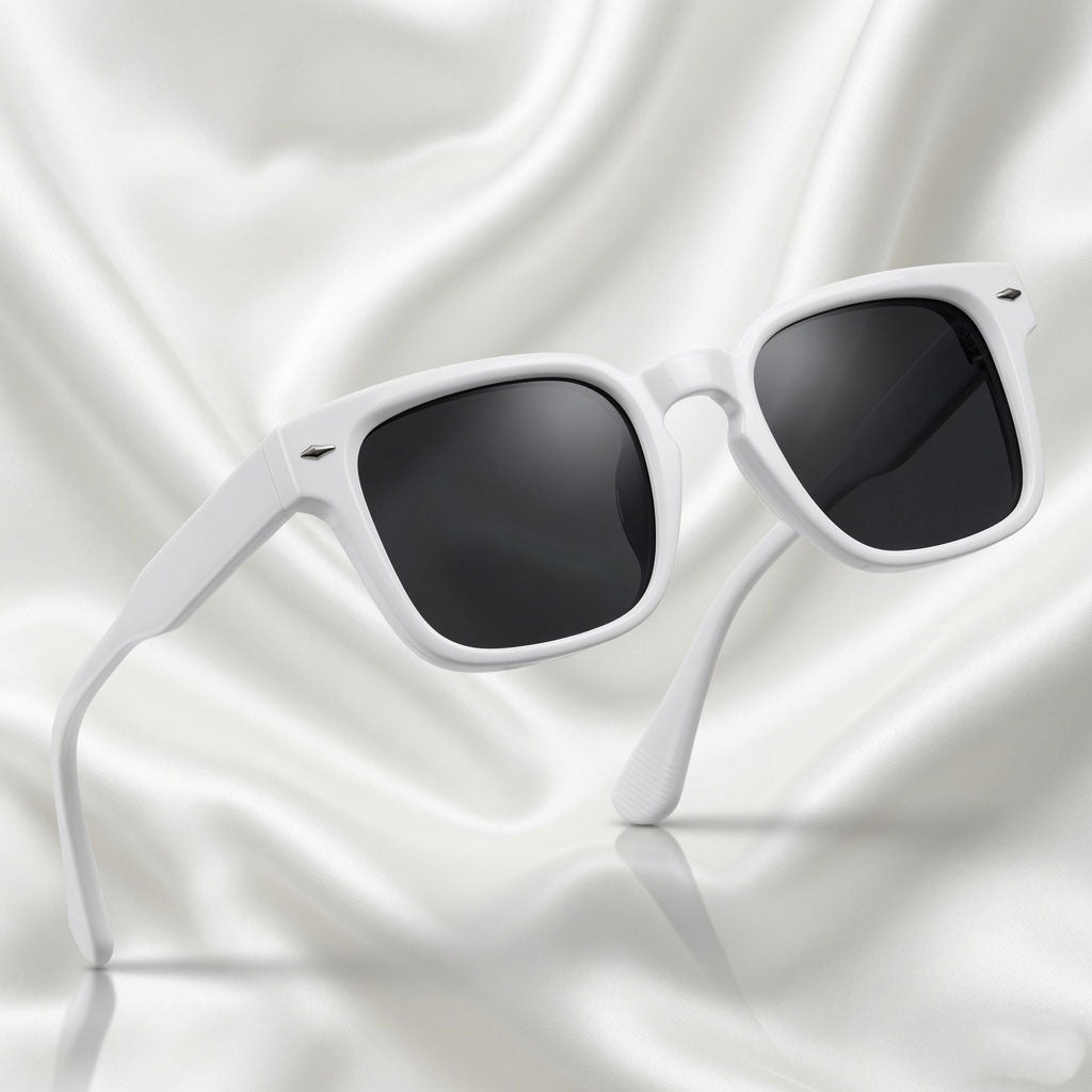 Specsnex x Thicker | White Frame Black Lens | Square Tr90 Glossy Frame With Black 100% UV Protected Lenses