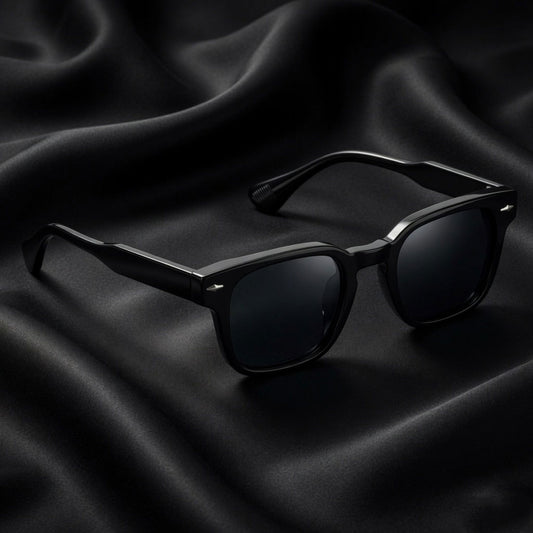 THE THICKER | Glossy Full Black Square TR90 Frame With 100% UV Protected Lenses