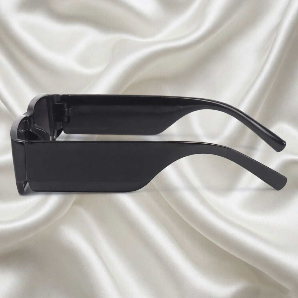 Specsnex x Contour | Rectangular Sunglasses | Full Black Glossy TR90 Frame | 100% UV Protection