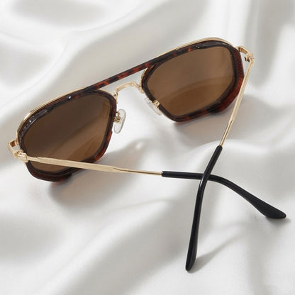 Specsnex x KING | Gold Metal Frame and Brown lens | 100% UV Protected Lenses