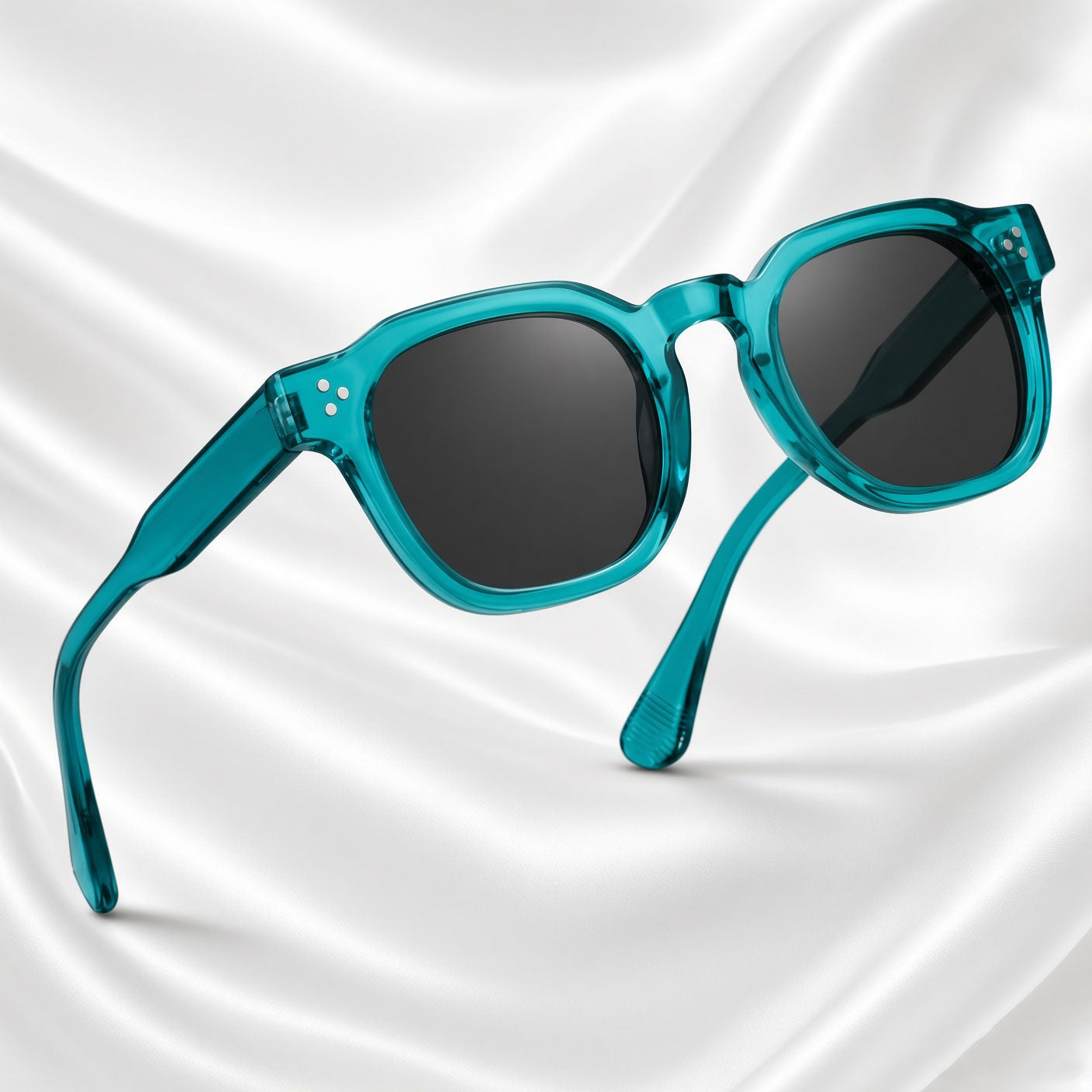 Specsnex x Robust | Glossy Round Sunglasses |Turquoise Translucent TR90 Frame | 100% UV Protection