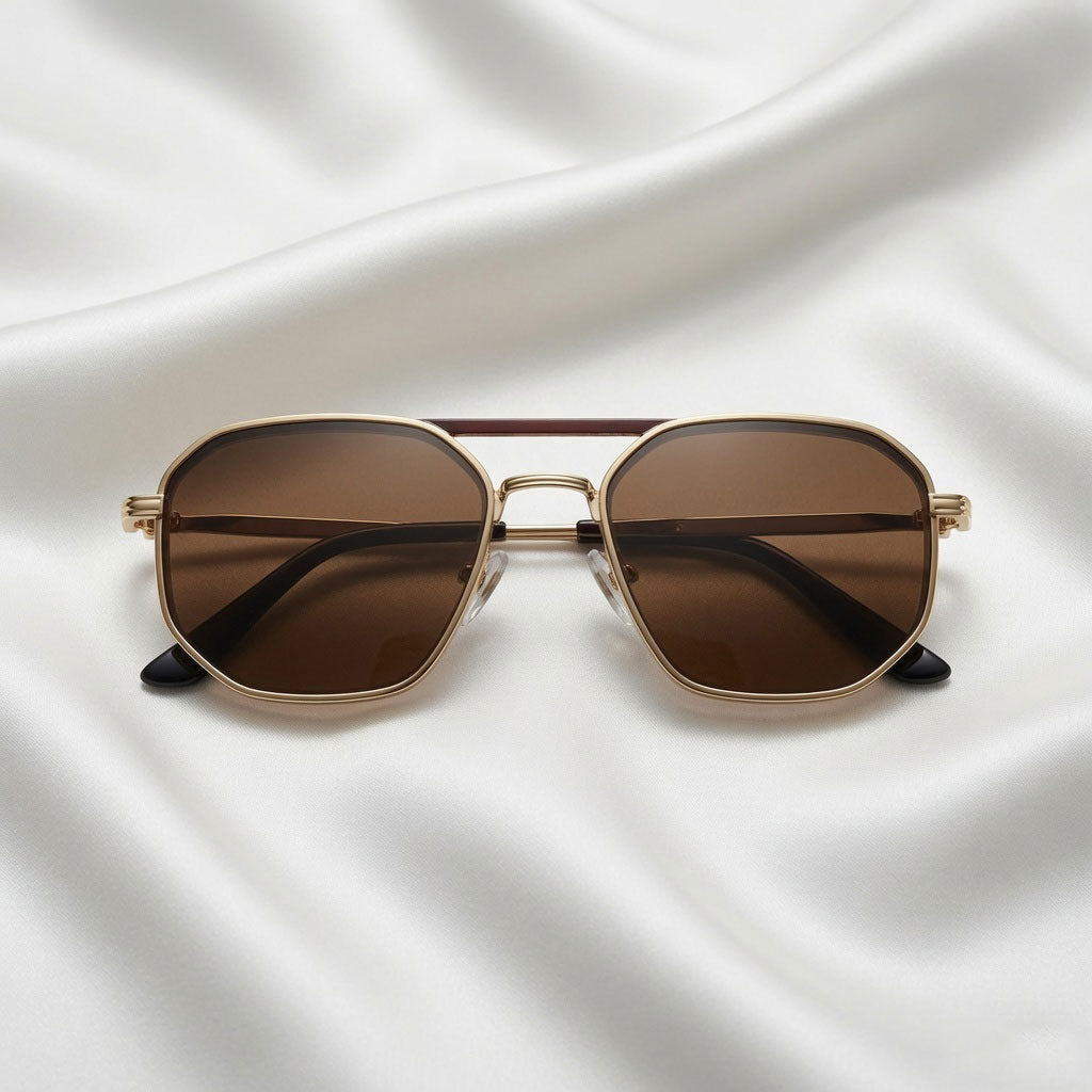 Specsnex x KING | Gold Metal Frame and Brown lens | 100% UV Protected Lenses